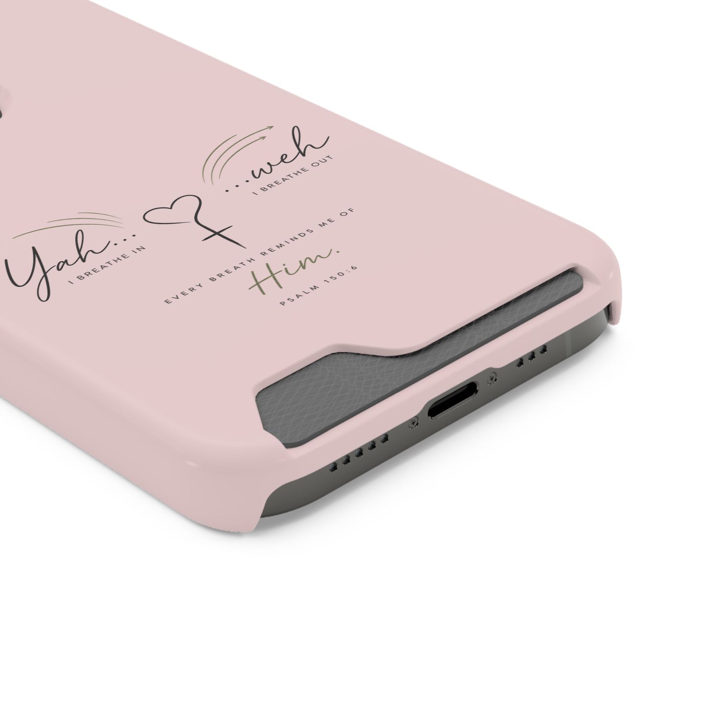 Pink Faith Phone Case with Card Holder — "Yahweh" Psalm IPHONE