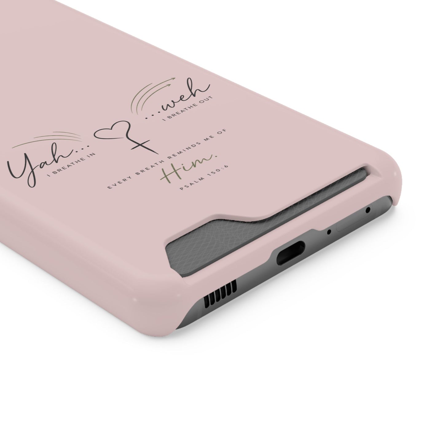 Pink Faith Phone Case with Card Holder — "Yahweh" Psalm SAMSUNG
