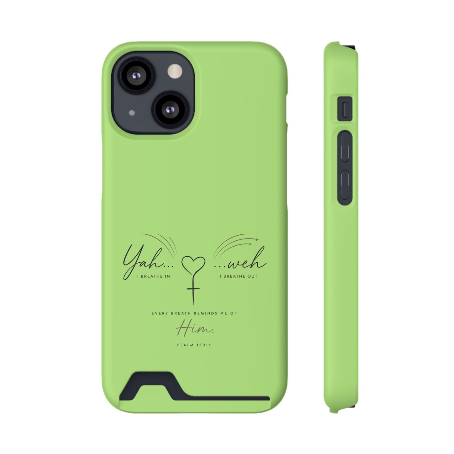 Green Faith Phone Case with Card Holder — "Yahweh" Psalm IPHONE