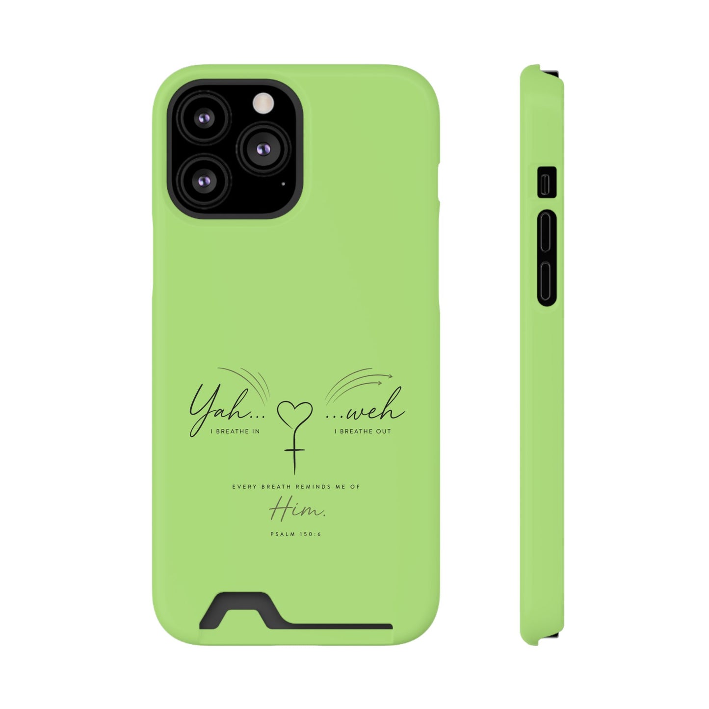 Green Faith Phone Case with Card Holder — "Yahweh" Psalm IPHONE