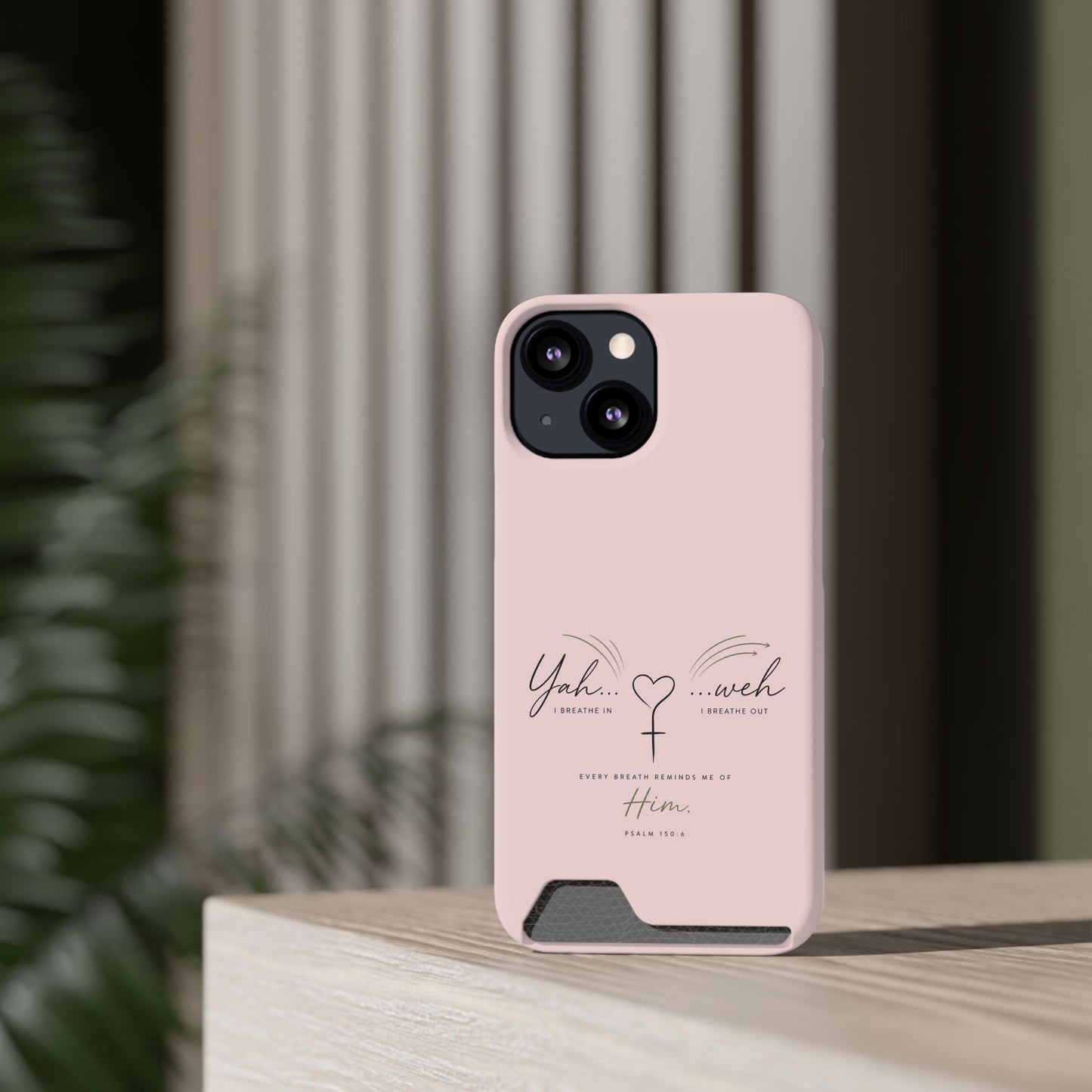 Pink Faith Phone Case with Card Holder — "Yahweh" Psalm IPHONE