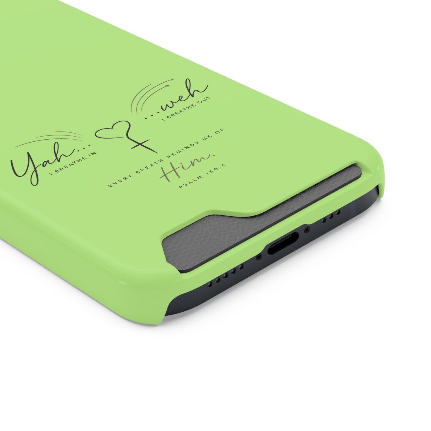 Green Faith Phone Case with Card Holder — "Yahweh" Psalm IPHONE