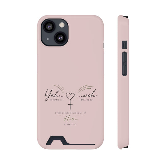Pink Faith Phone Case with Card Holder — "Yahweh" Psalm IPHONE