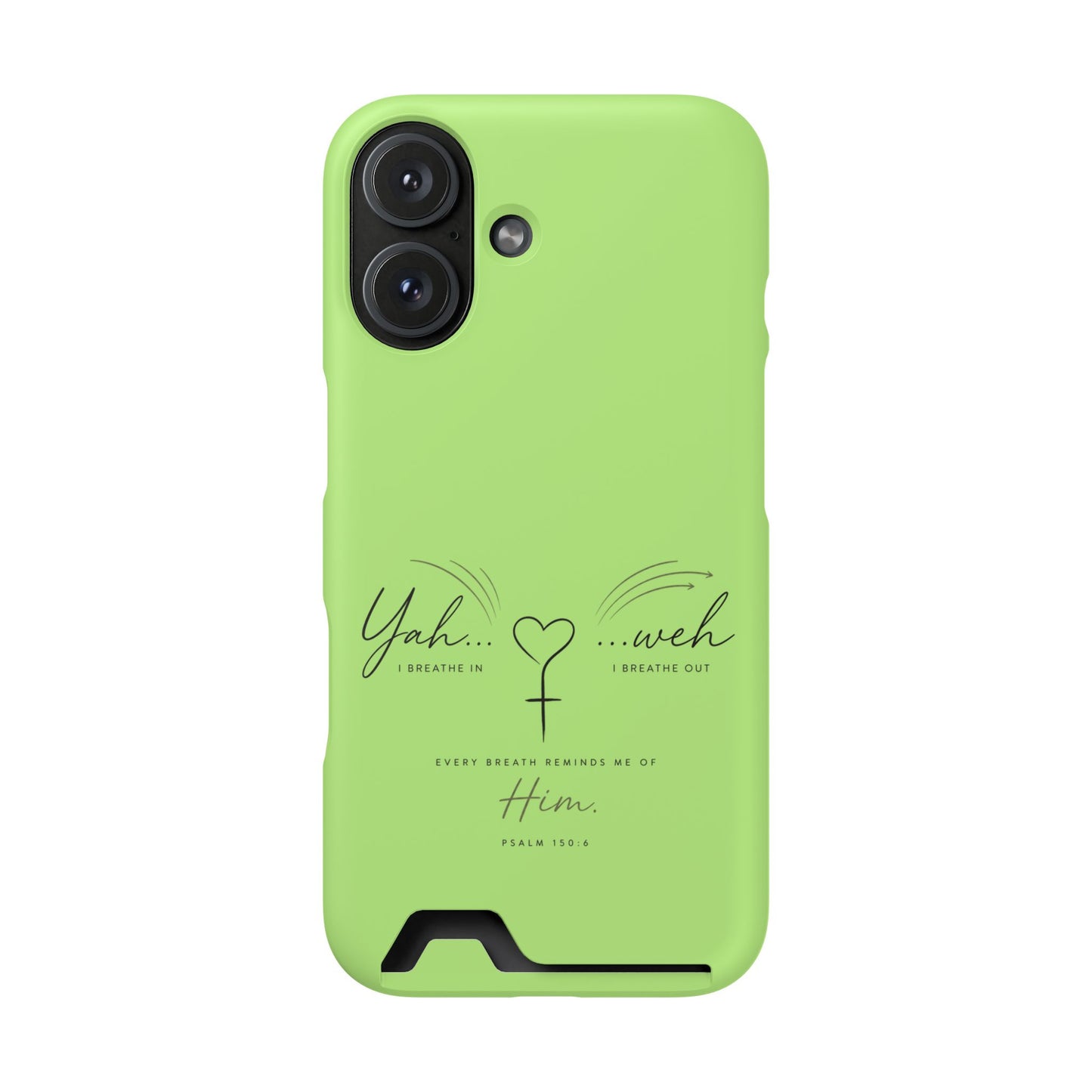 Green Faith Phone Case with Card Holder — "Yahweh" Psalm IPHONE