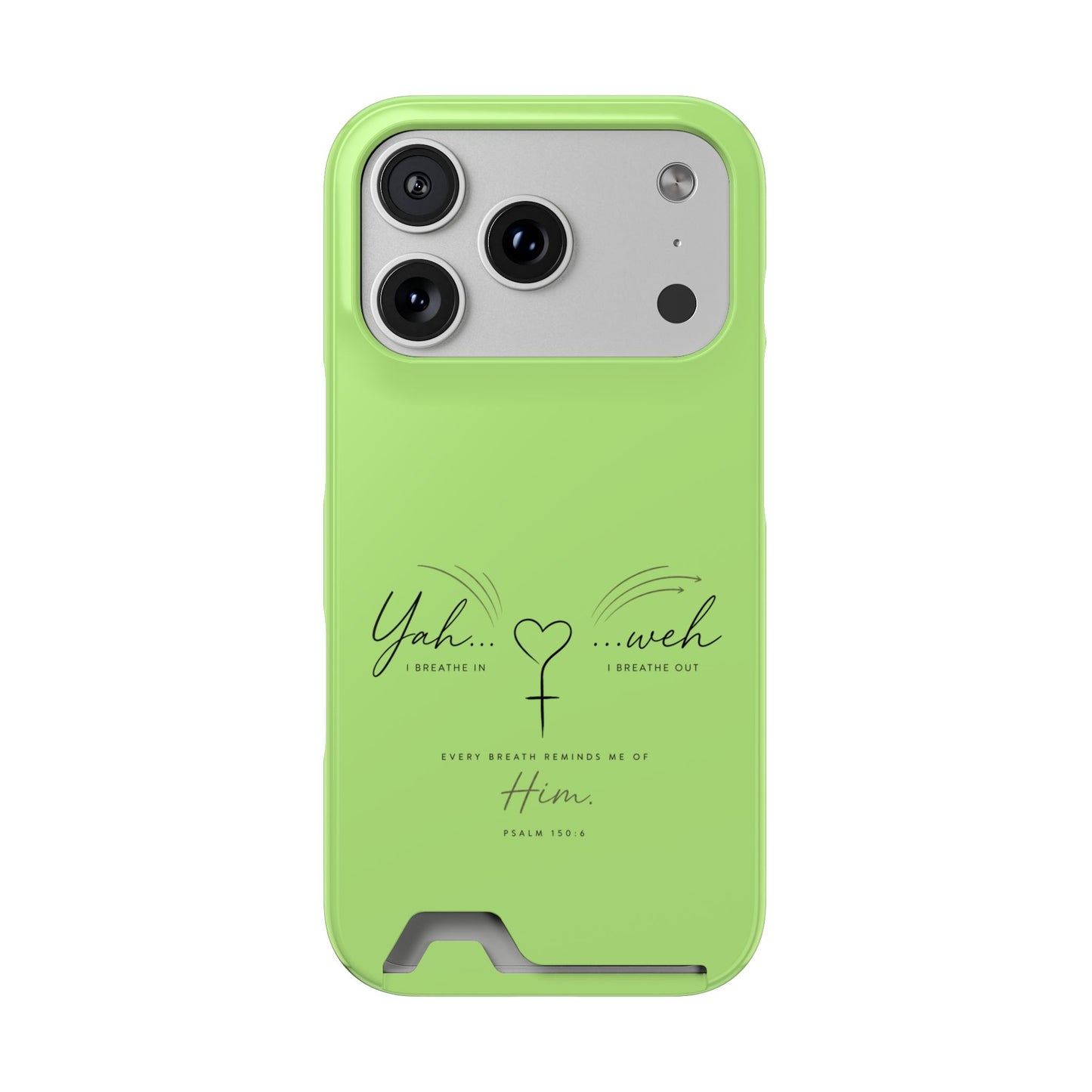 Green Faith Phone Case with Card Holder — "Yahweh" Psalm IPHONE
