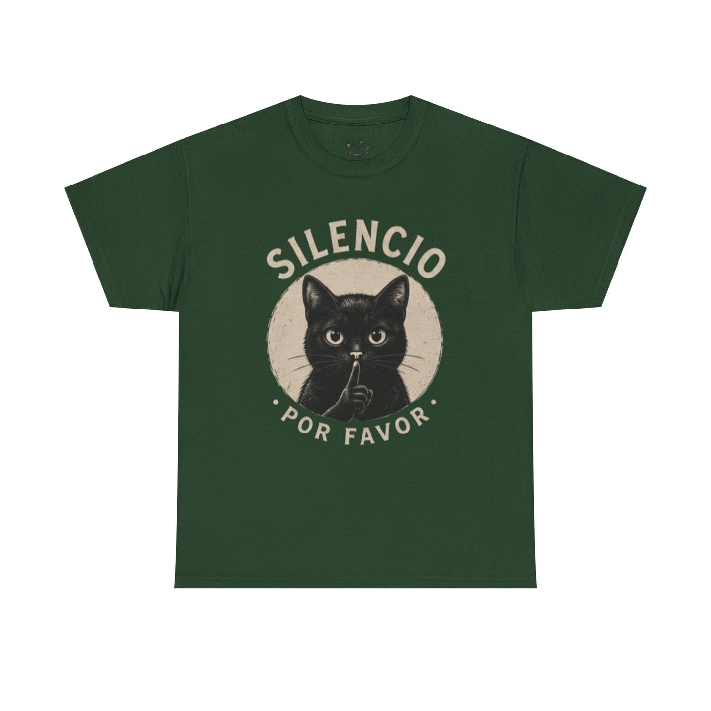 Unisex Heavy Cotton Tee Silencio Black Cat