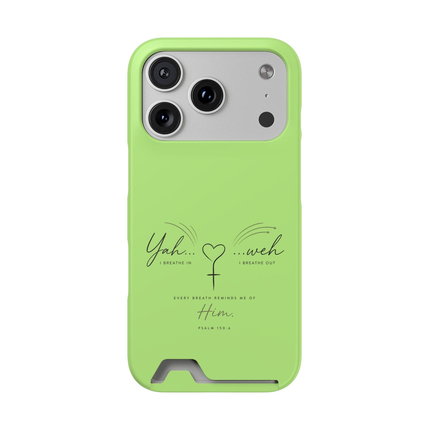 Green Faith Phone Case with Card Holder — "Yahweh" Psalm IPHONE