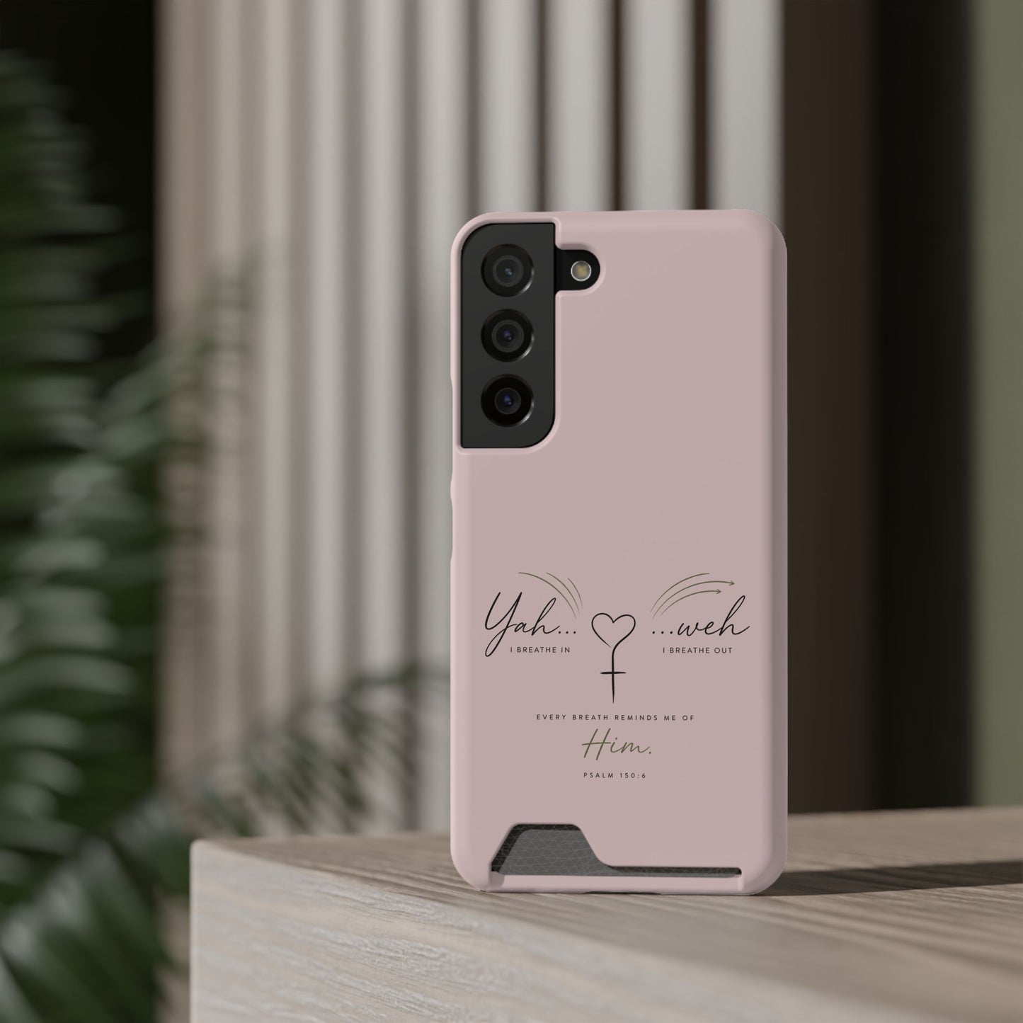 Pink Faith Phone Case with Card Holder — "Yahweh" Psalm SAMSUNG