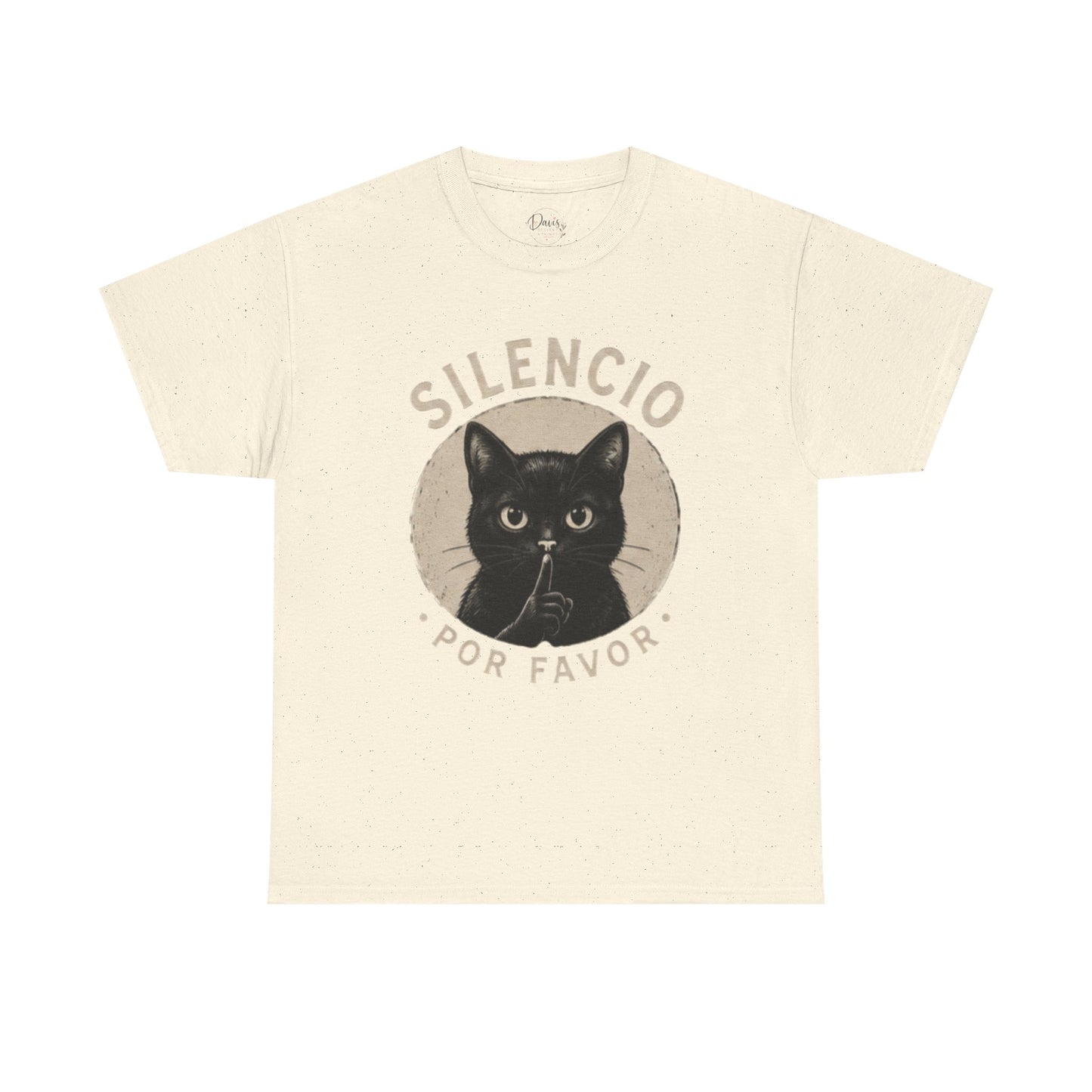 Unisex Heavy Cotton Tee Silencio Black Cat