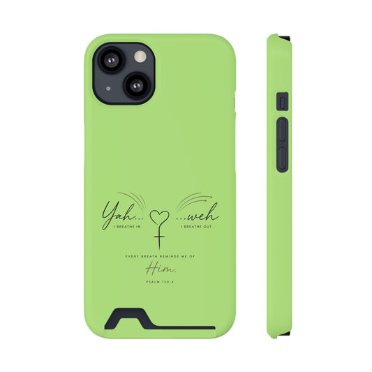 Green Faith Phone Case with Card Holder — "Yahweh" Psalm IPHONE
