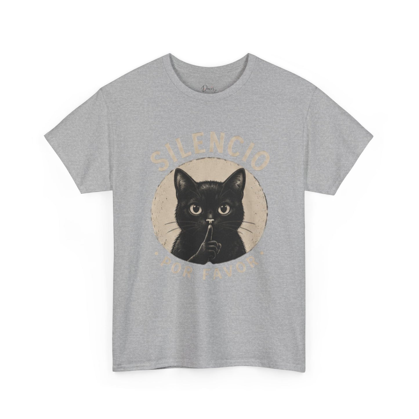 Unisex Heavy Cotton Tee Silencio Black Cat