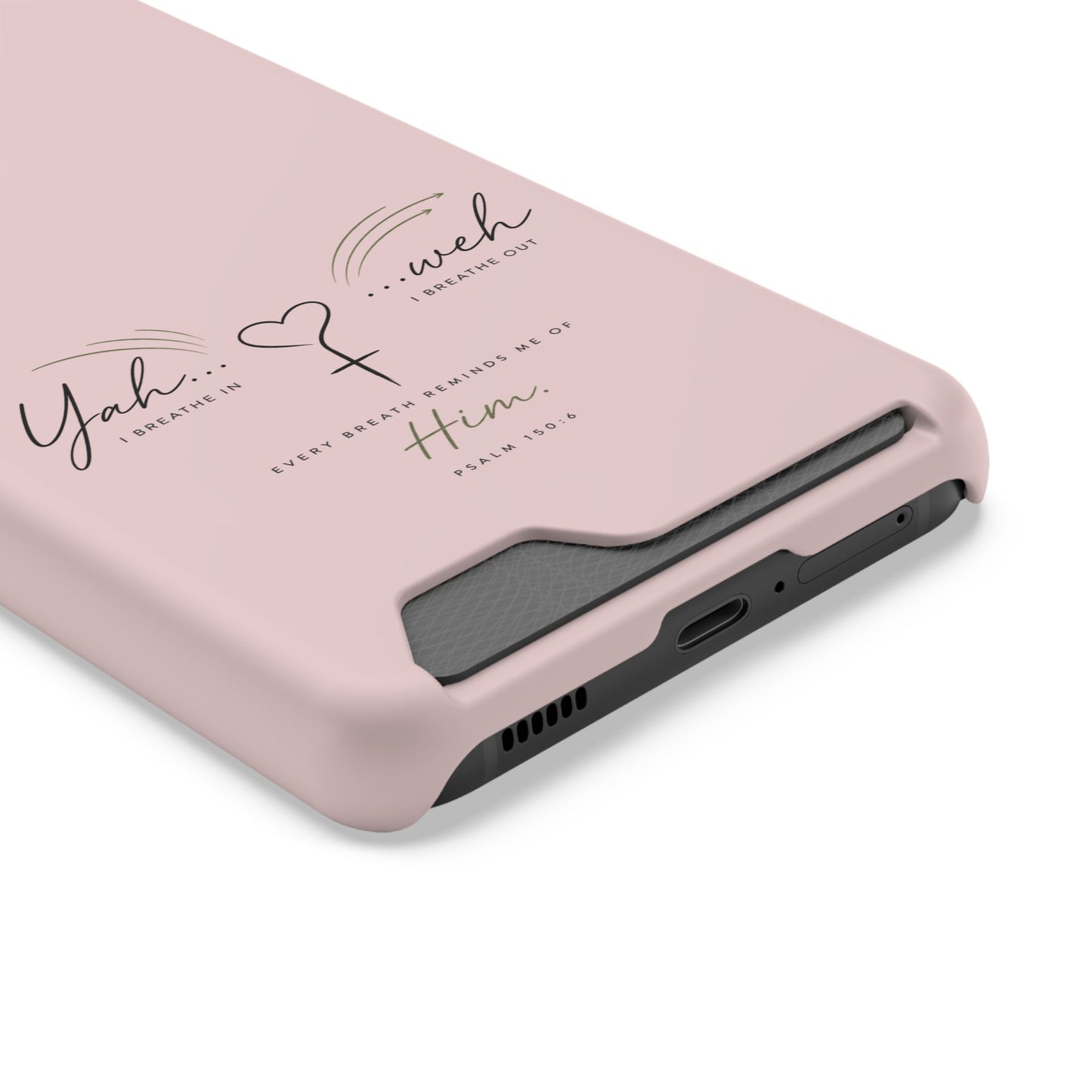 Pink Faith Phone Case with Card Holder — "Yahweh" Psalm SAMSUNG