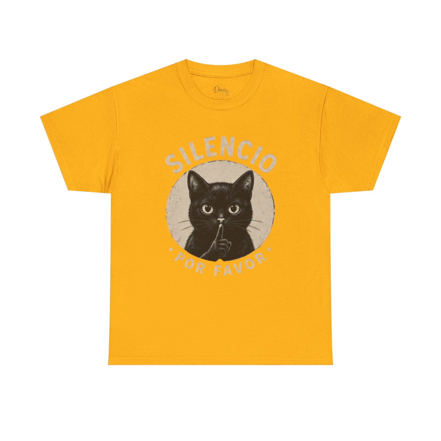 Unisex Heavy Cotton Tee Silencio Black Cat