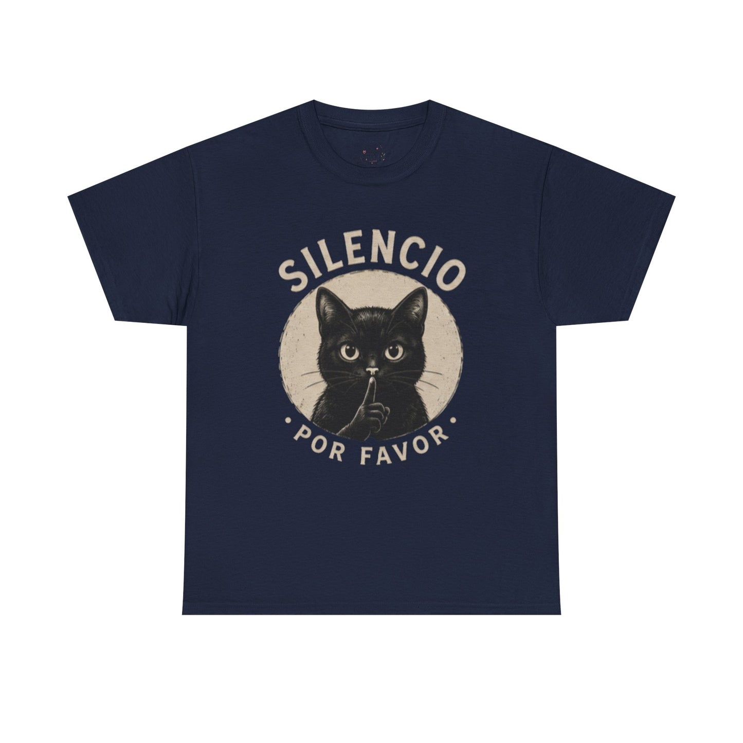 Unisex Heavy Cotton Tee Silencio Black Cat