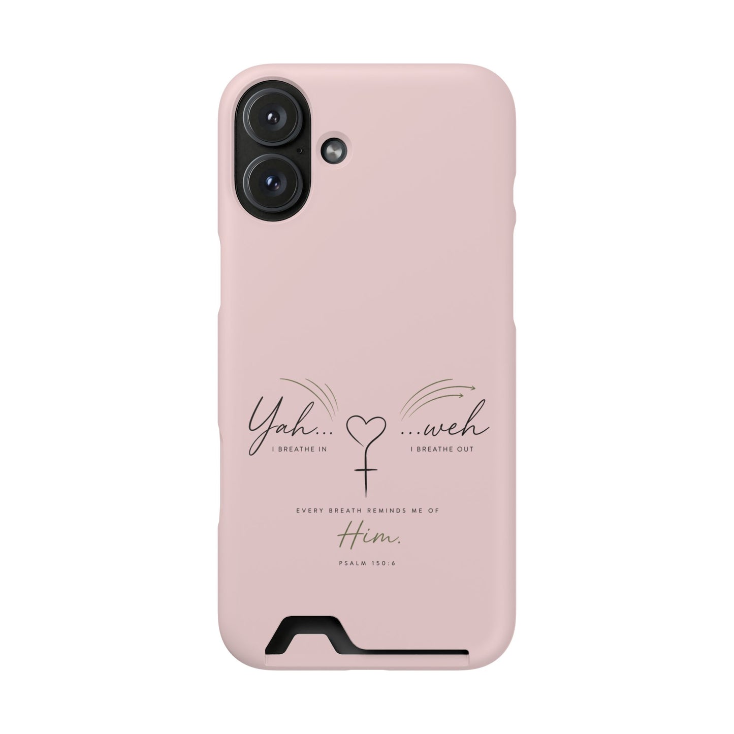 Pink Faith Phone Case with Card Holder — "Yahweh" Psalm IPHONE