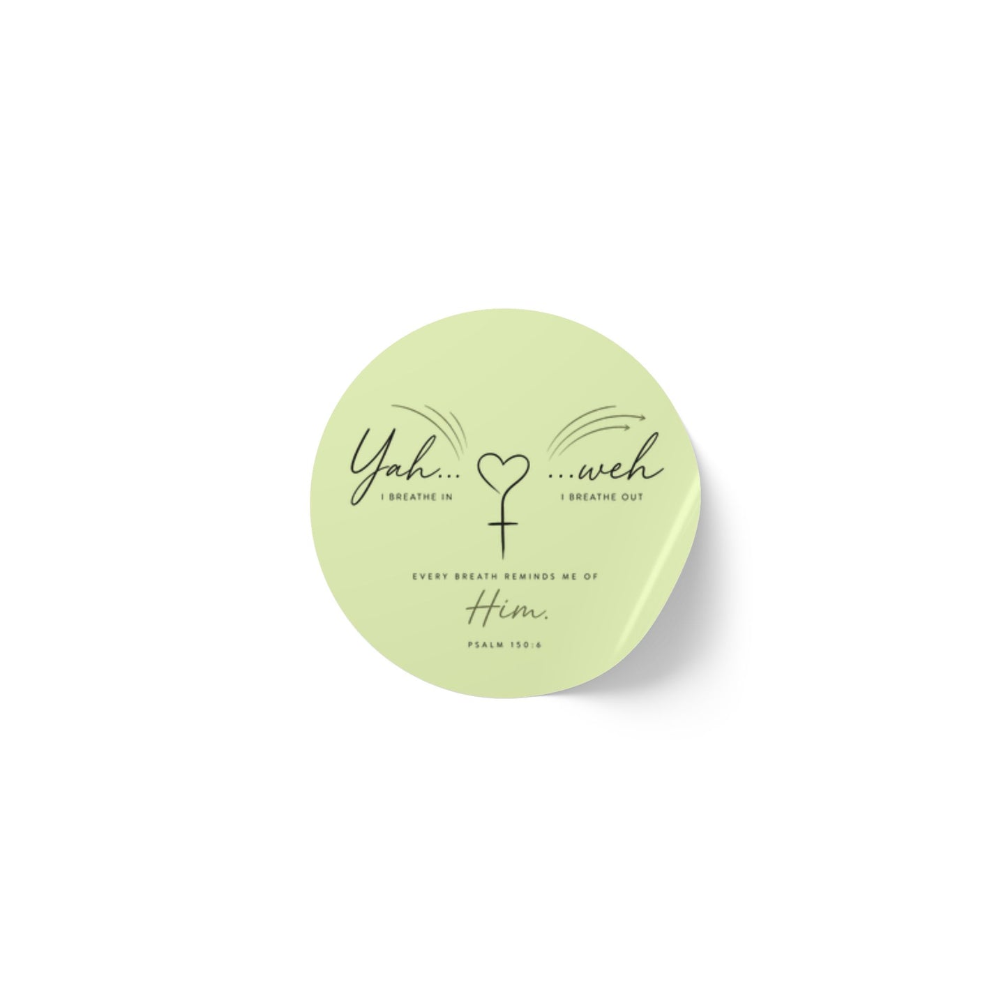 Round Inspirational Sticker Rolls – 'Breathe In, Breathe Out' Faith Label