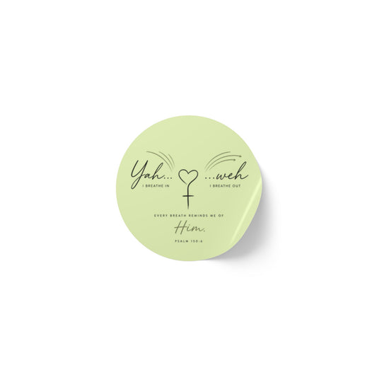 Round Inspirational Sticker Rolls – 'Breathe In, Breathe Out' Faith Label